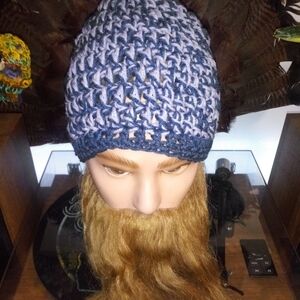 Homemade Crocheted Beanie Hat 6 1/2 "L 16" W